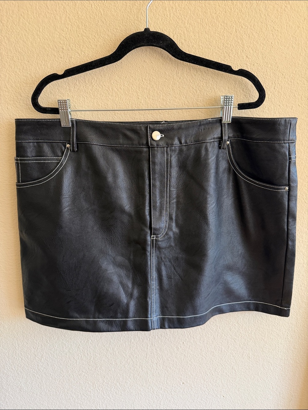 Topshop Black Faux Leather Mini Skirt
